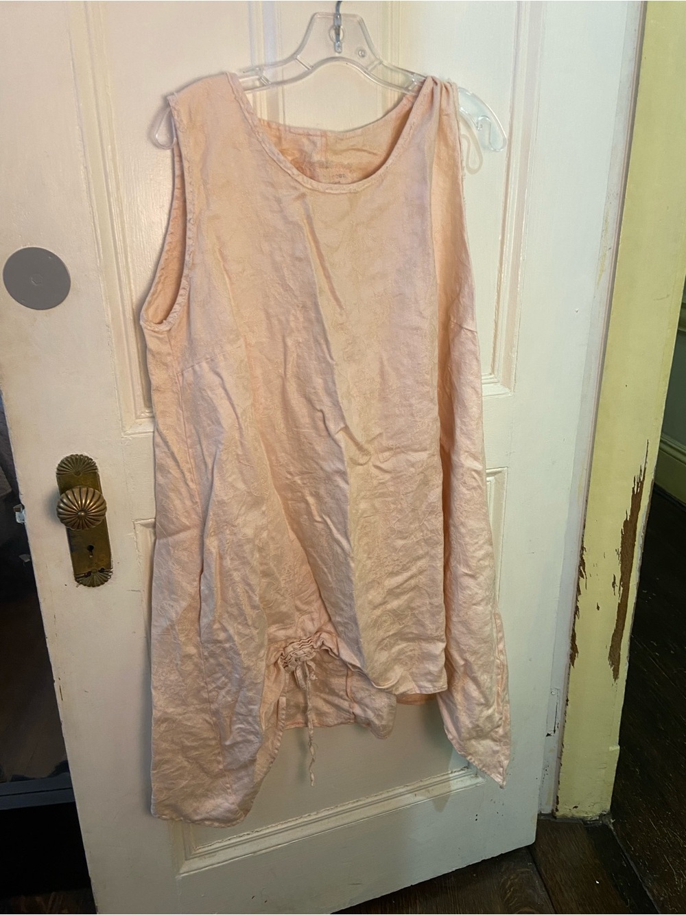 Women’s Sleeveless Drawstring dress- Light Peach